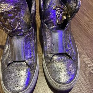 Versace Metallic Gold Hightop Sneakers
